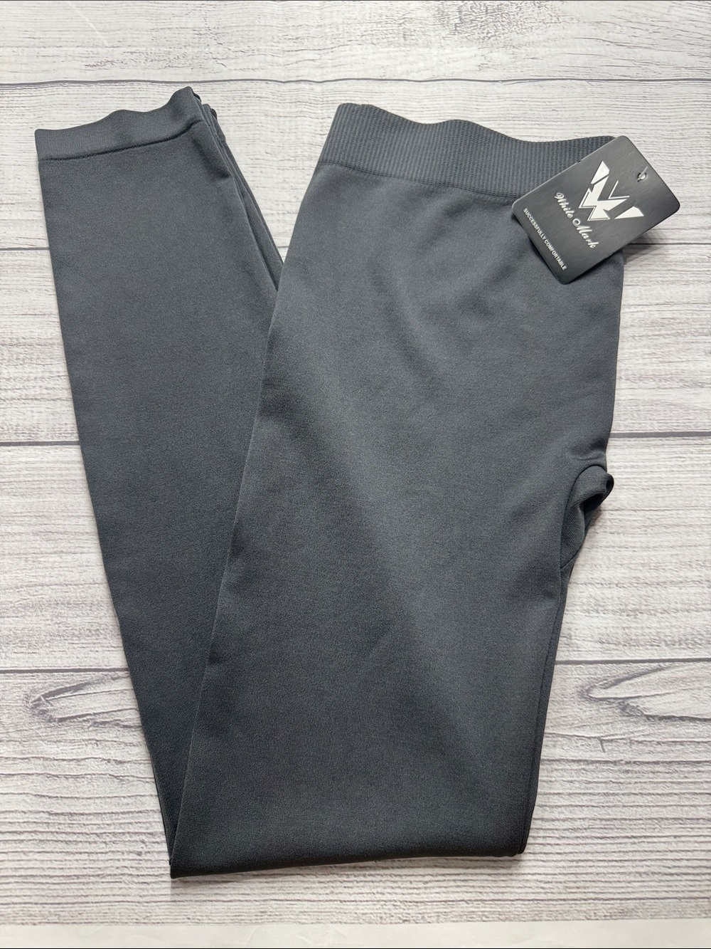 White Mark Women's Charcoal Gray Stretch Leggings